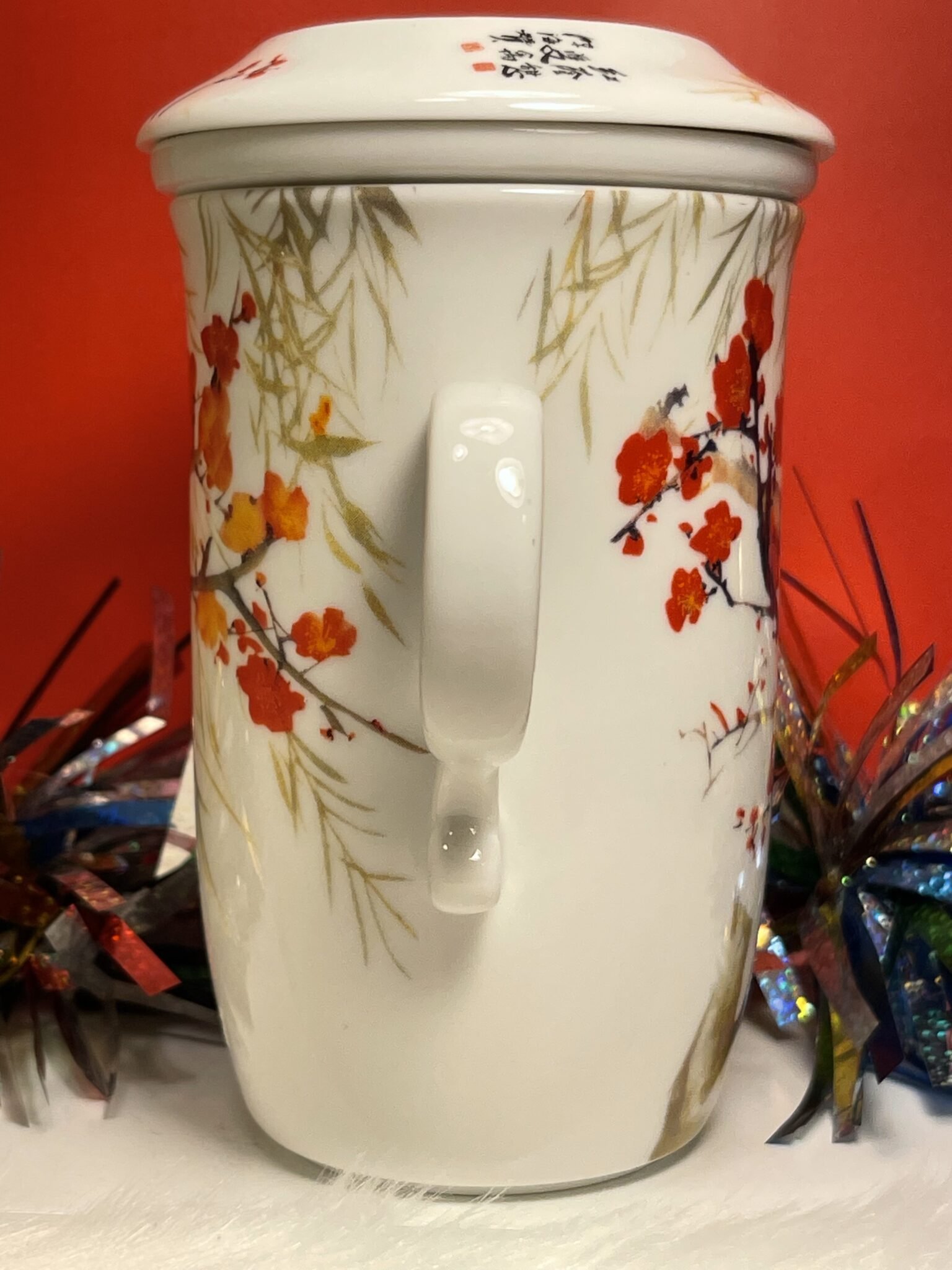 Teavana Ceramics Asian Birds Loose Leaf Tea Cup Infuser Chen Haizan