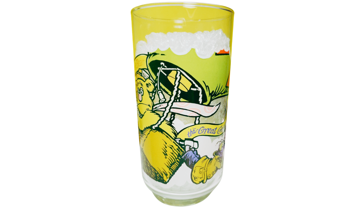 Great Muppet Caper Glass with Fozzie Bear hot air balloon artwork
