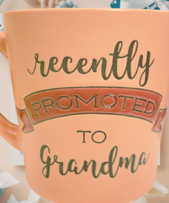 recently promoted to grandma pink mug baby announcement scene newborn items