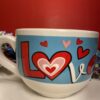Valentines Day Love Mug for Valentines Day Soup Mug Blue Coffee Cup Soup Mug with Love and Hearts Coffee Cup Soup Mug - Image 5