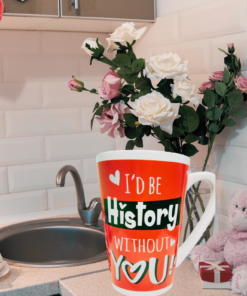 I’d Be History Without You Soup Mug styled in a Valentine’s Day kitchen setting
