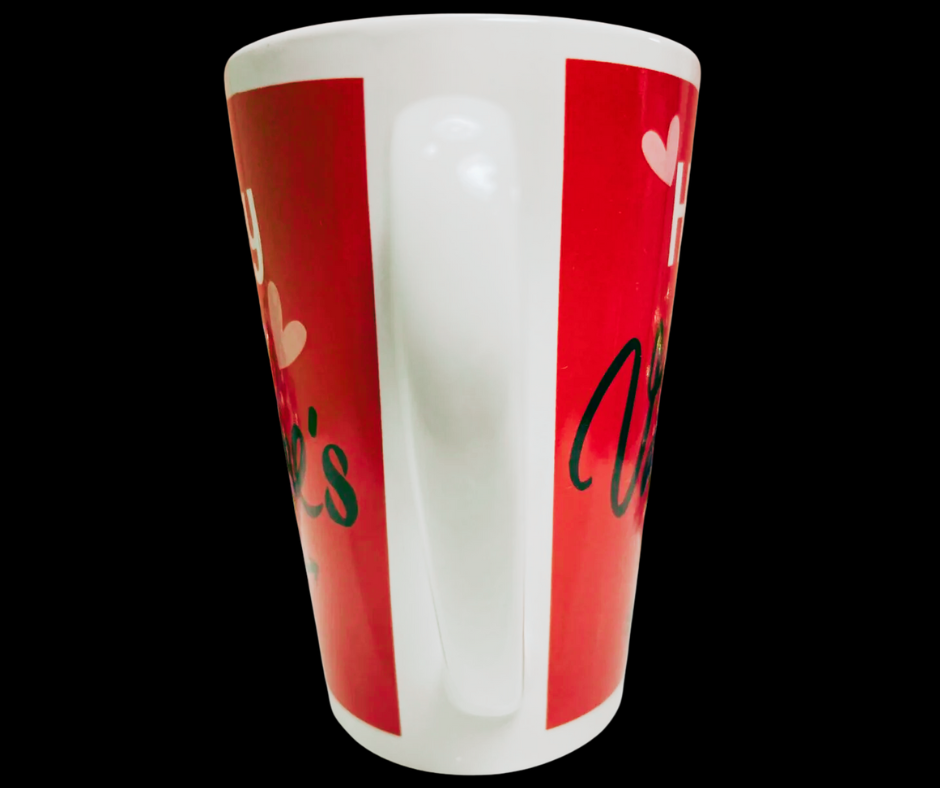 Happy Valentine’s Day Latte Mug handle side view