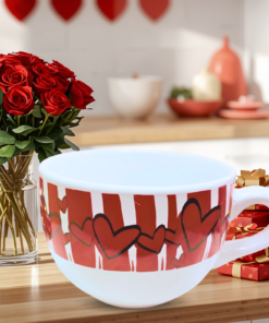 Valentine Hearts Soup Mug kitchen view