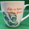 Better In Flip Flops Mug by Pfaltzgraff Extra Large Coffee Cup Mug with Funny Shoe Saying Life Is Better In Flip Flops Coffee Cup