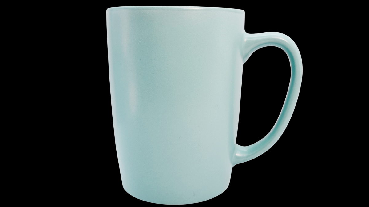 I’d Rather Be In Bed Mug back view plain teal ceramic