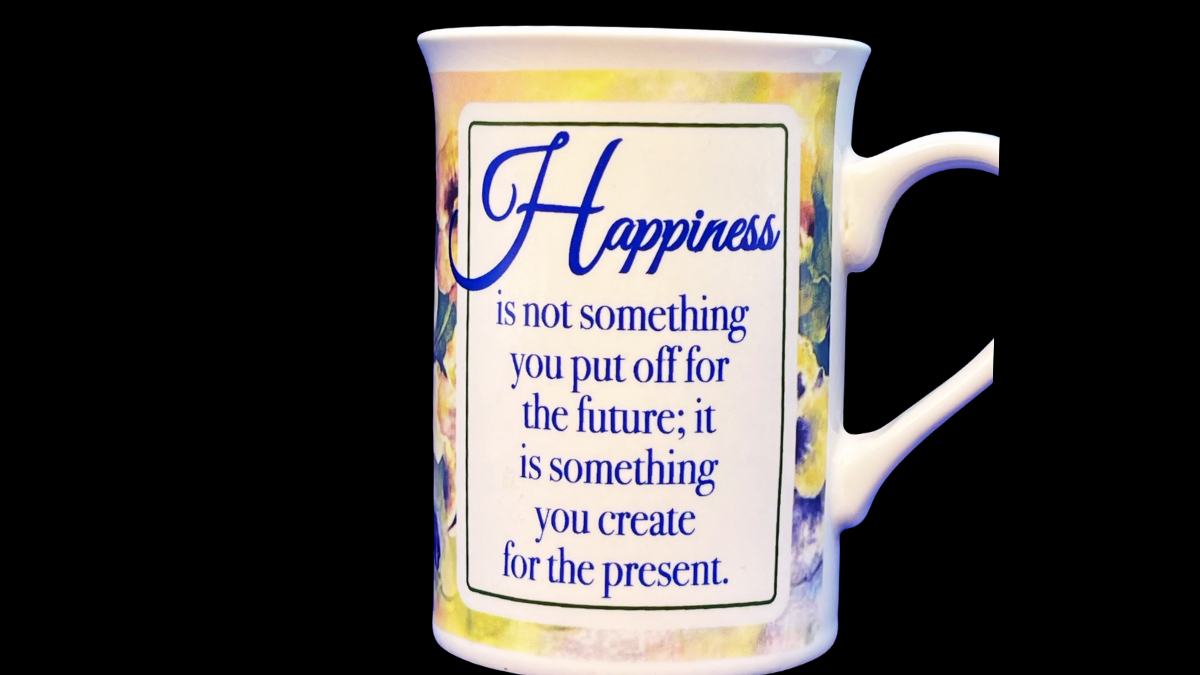 Bay Island Happiness Coffee Mug front view inspirational quote