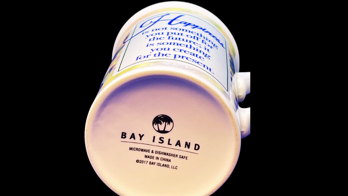Bay Island Happiness Coffee Mug bottom stamp logo