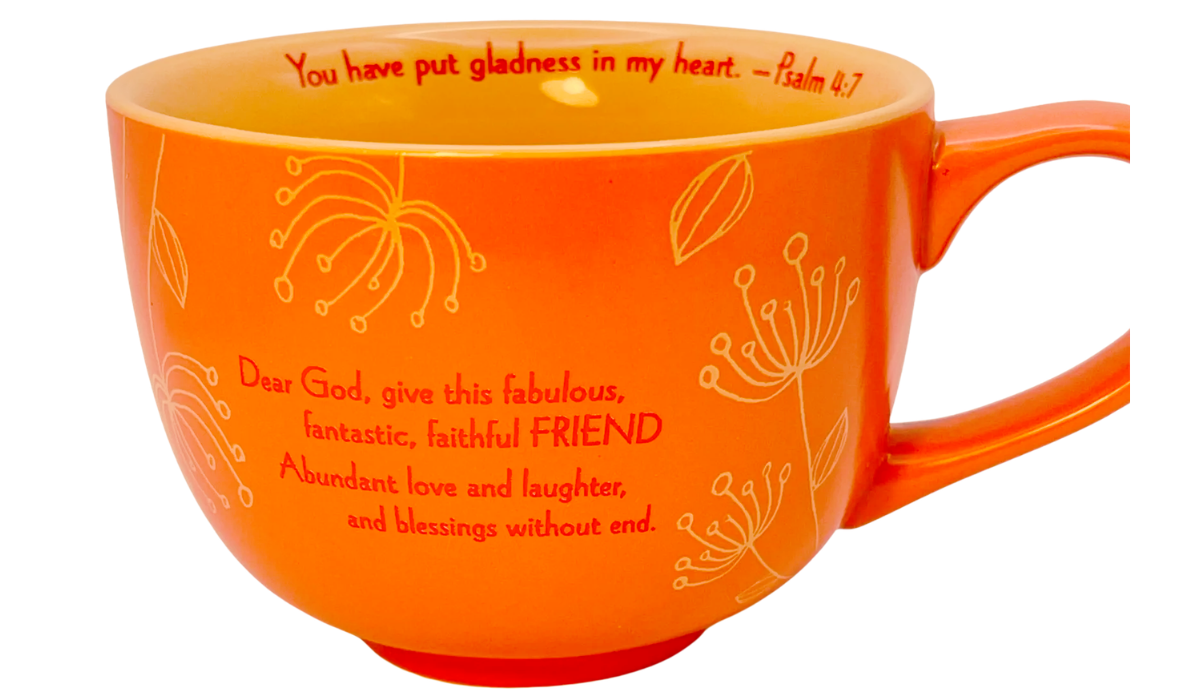 Abbey Press Prayer For My Friend mug back view coral inspirational mug design