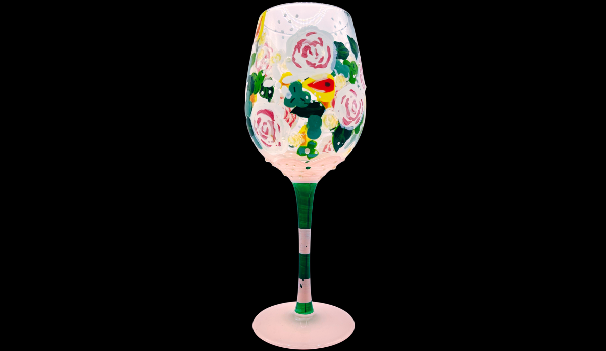 Lolita Bridal Bouquet Wine Glass back view showing full floral wrap design