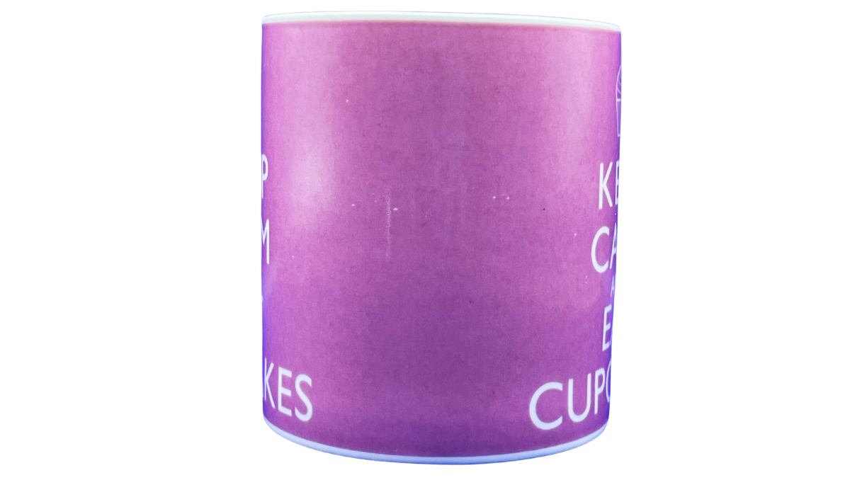pink keep calm cupcake mug side detail