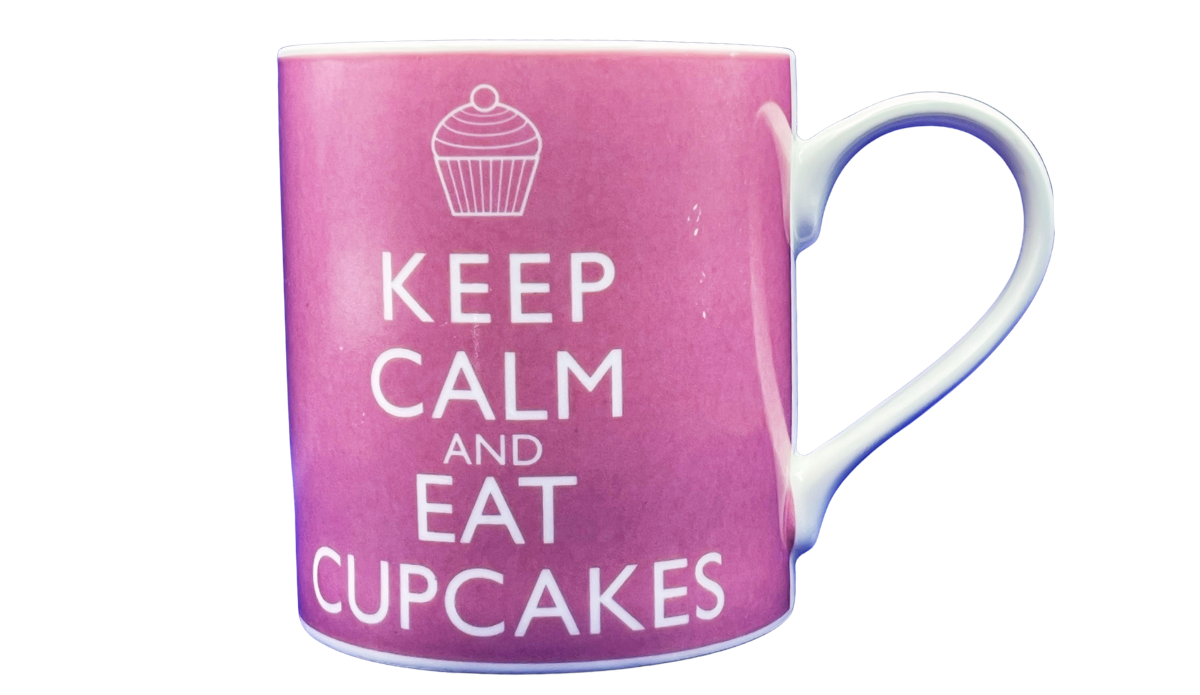 pink kent pottery cupcake mug back view