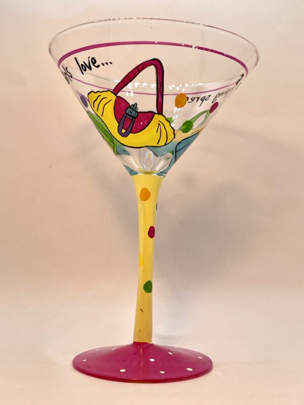 Shopping Spree Martini Glass Hand Painted Martini Glass with Girls Love A Shopping Spree Hand Painted Martini Glass for Shopaholics Martini Glass - Image 3