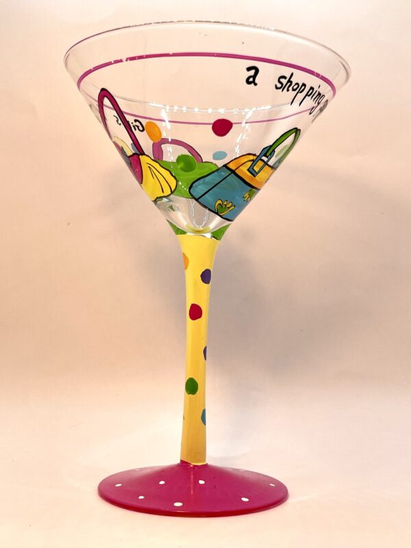 Shopping Spree Martini Glass Hand Painted Martini Glass with Girls Love A Shopping Spree Hand Painted Martini Glass for Shopaholics Martini Glass - Image 4