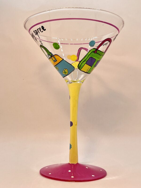 Shopping Spree Martini Glass Hand Painted Martini Glass with Girls Love A Shopping Spree Hand Painted Martini Glass for Shopaholics Martini Glass - Image 5