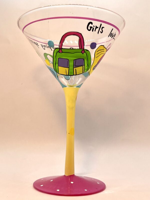 Shopping Spree Martini Glass Hand Painted Martini Glass with Girls Love A Shopping Spree Hand Painted Martini Glass for Shopaholics Martini Glass - Image 7