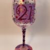 Lolita 21 Cheers Birthday Wineglass with Recipe by Lolita Hand Painted 21st Birthday Wine Glass for 21 Year Old Birthday Wineglass