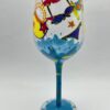 Beach Day Hand Painted Wineglass with Beach Scene Hand Painted Wine Glass