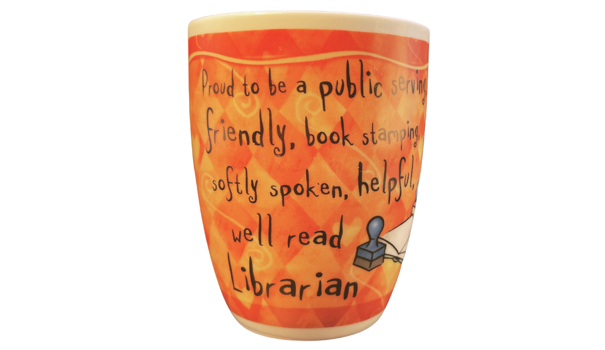 First Class Librarian Funny Mug quote design back view