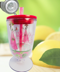 acrylic travel mug lemon theme summer drink scene vodka tumbler lifestyle