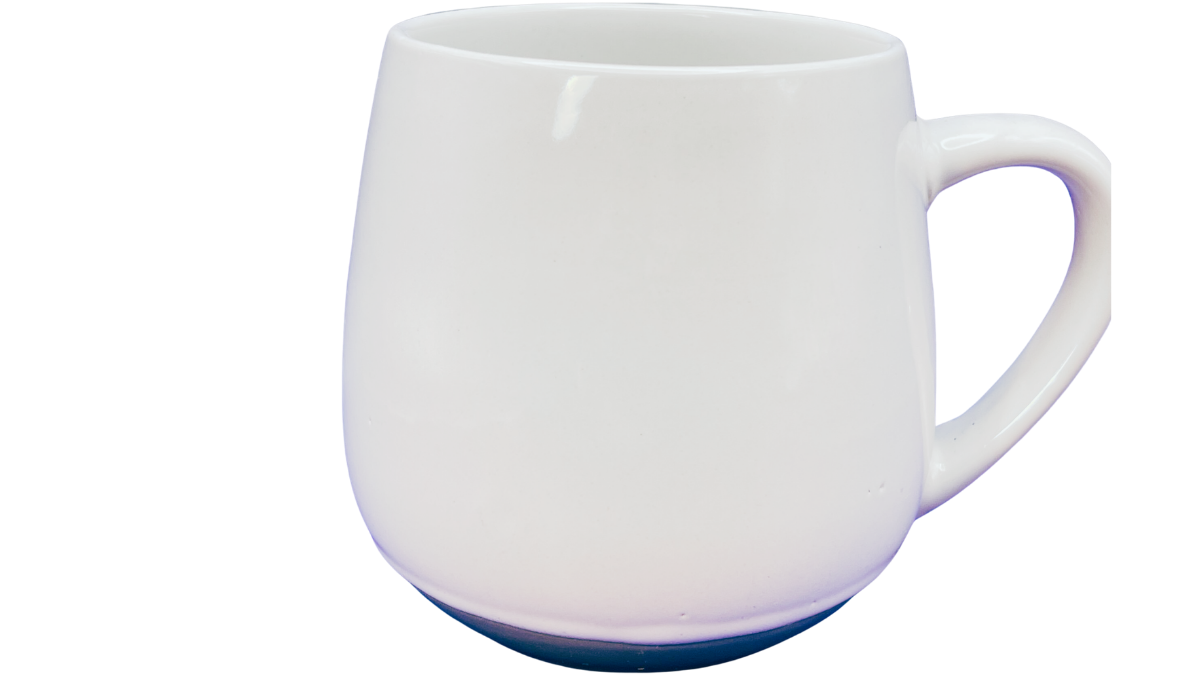 Food Football Friends Game Day mug back view with plain glossy white surface and dark base