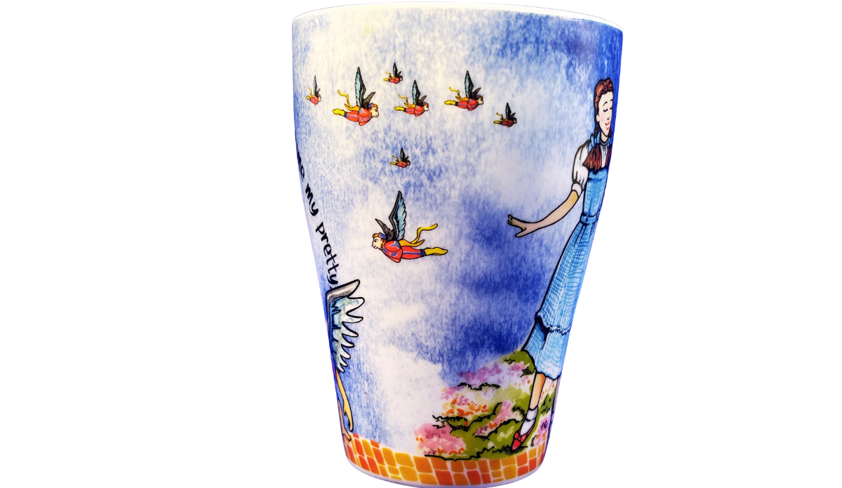 Wizard of Oz Porcelain Mug featuring flying monkeys and Dorothy artwork
