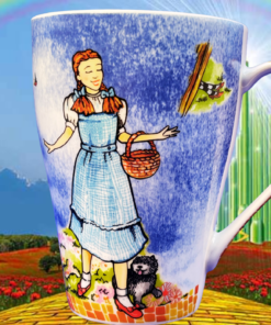 Wizard of Oz Porcelain Mug styled with rainbow and Emerald City background
