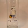 Trick or Treat Ghost Glass for Halloween Drinking Glass with Ghost Halloween Décor