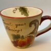 Count Your Blessings Cornucopia Mug with Bountiful Fall Harvest Cornucopia Coffee Cup Mug with Pumpkin