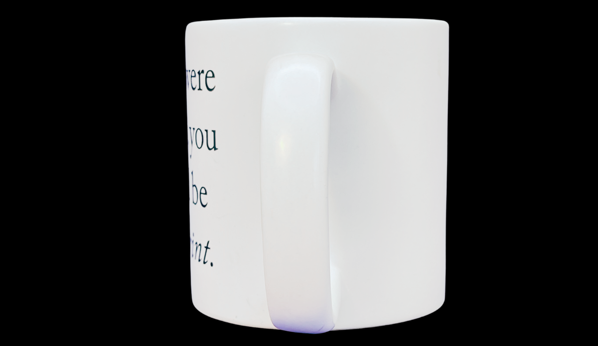 funny mug handle view white ceramic comfortable grip