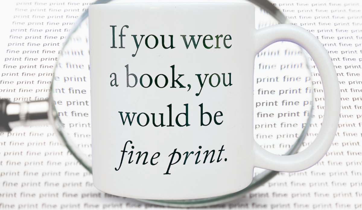 funny mug fine print quote styled reading setup humorous vibe