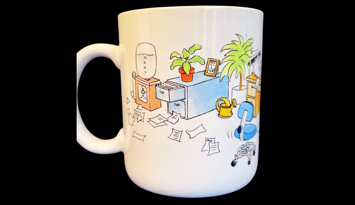 Hallmark funny mom mug office desk cartoon illustration reverse side