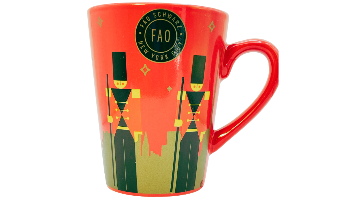 FAO Schwarz New York Toy Soldier Mug featuring Christmas toy soldiers and New York skyline