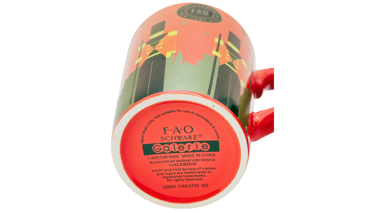 Bottom stamp on FAO Schwarz New York Toy Soldier Mug showing Galerie production mark