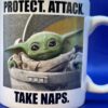 Mandalorian Protect Attack Nap Mug with Baby Yoda Coffee Cup with Star Wars Character Coffee Cup Mug