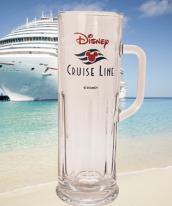 Disney Cruise Line glass beer mug styled with cruise ship background