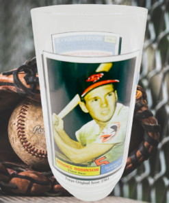 McDonald’s Brooks Robinson MLB collectible glass with baseball glove and ball sports scene