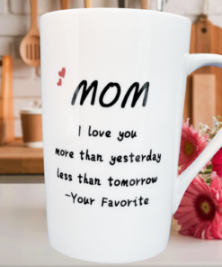 mom love favorite mug kitchen scene flowers cozy setting