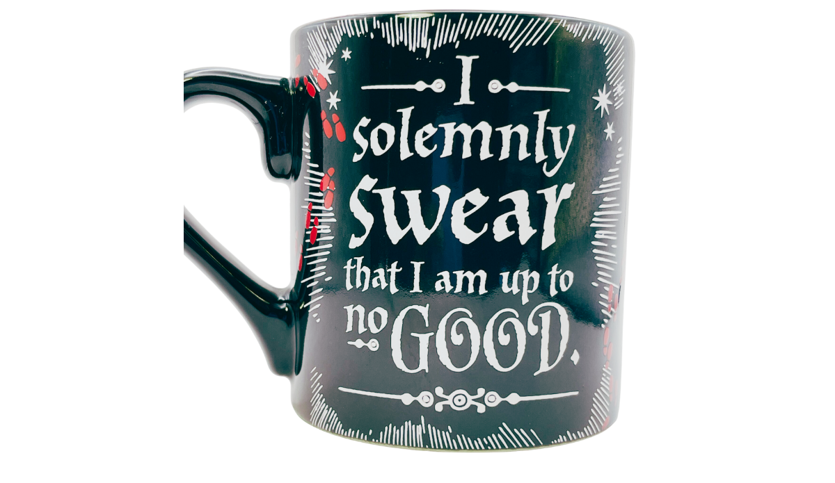 Harry Potter No Good Mug front view featuring the quote "I Solemnly Swear That I Am Up To No Good"