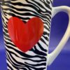 Zebra Print Heart Latte Mug with Heart and Zebra Print Coffee Cup