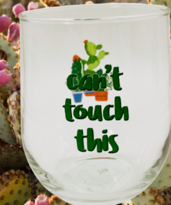 Can't Touch This Stemless Glass displayed in cactus garden lifestyle scene