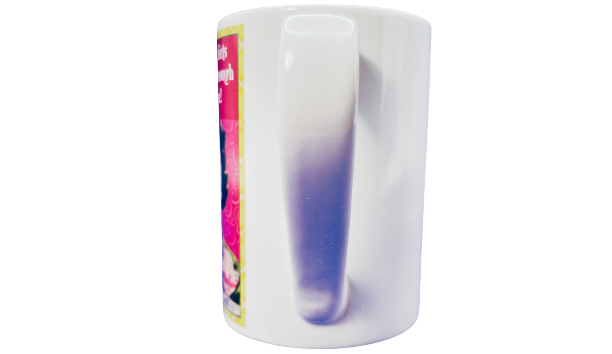 Been On A Few Diets Funny Mug handle view showing tall angular white handle and edge of colorful front artwork