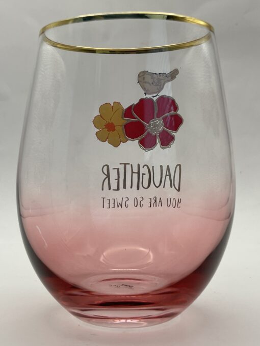 Pink Daughter Stemless Wine Glass Gift for Daughter Wine Glass - Image 5