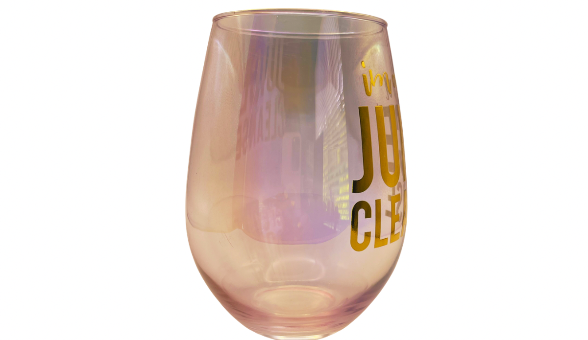 iridescent jumbo wine glass rounded shape side view