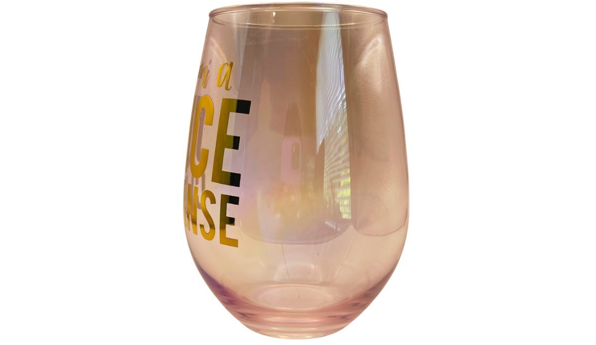 iridescent wine glass reflective finish detail pink glass