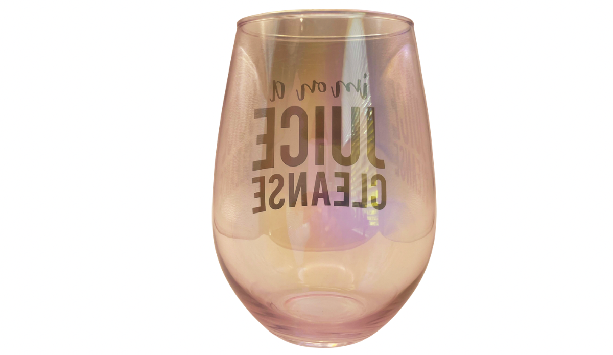 iridescent wine glass back view smooth pink finish