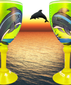 Cozumel Mexico Dolphin Wine Glass tropical sunset lifestyle scene