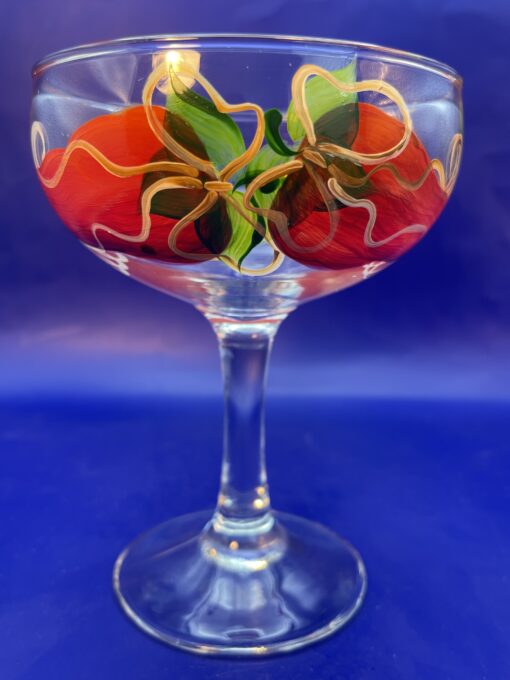 Red Chili Peppers Margarita Glass with Hand Painted Red Chili Peppers - Image 4