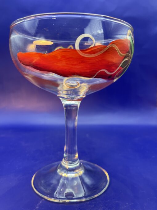 Red Chili Peppers Margarita Glass with Hand Painted Red Chili Peppers - Image 5