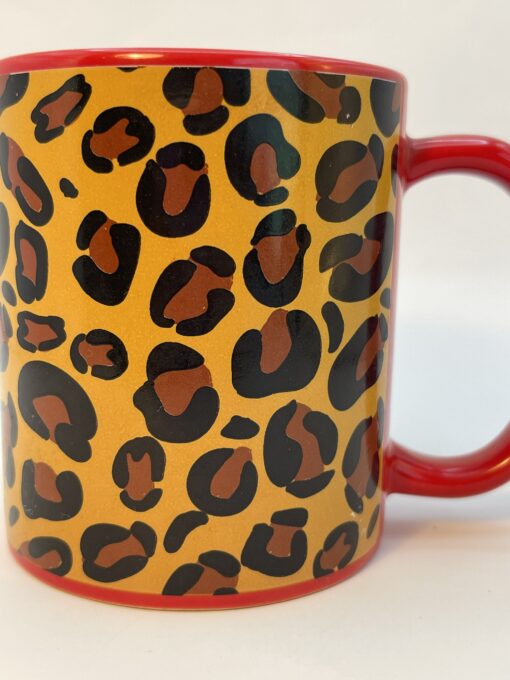 Red Leopard Print Mug with Leopard Print Coffee Cup - Image 2