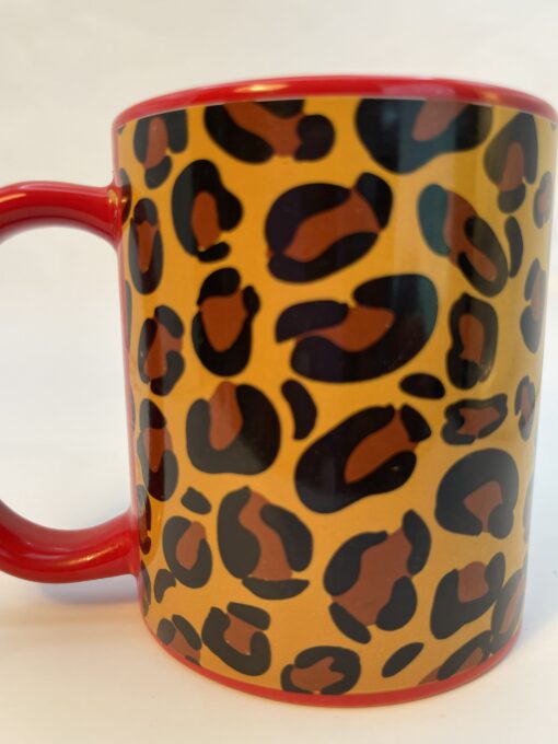 Red Leopard Print Mug with Leopard Print Coffee Cup